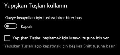 Windows Yapışkan Tuşlar